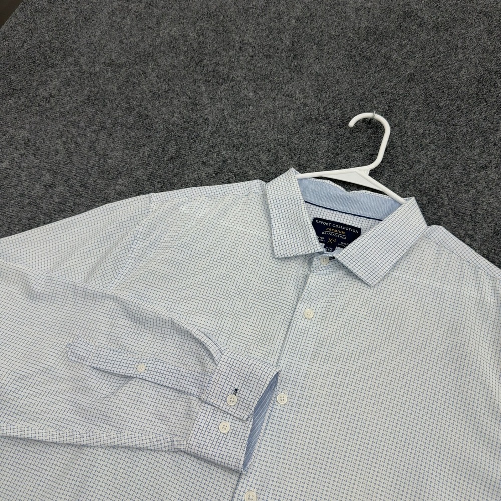 Report Collection Shirt Mens XL Blue Polyester Spandex Slim Fit Performance Work